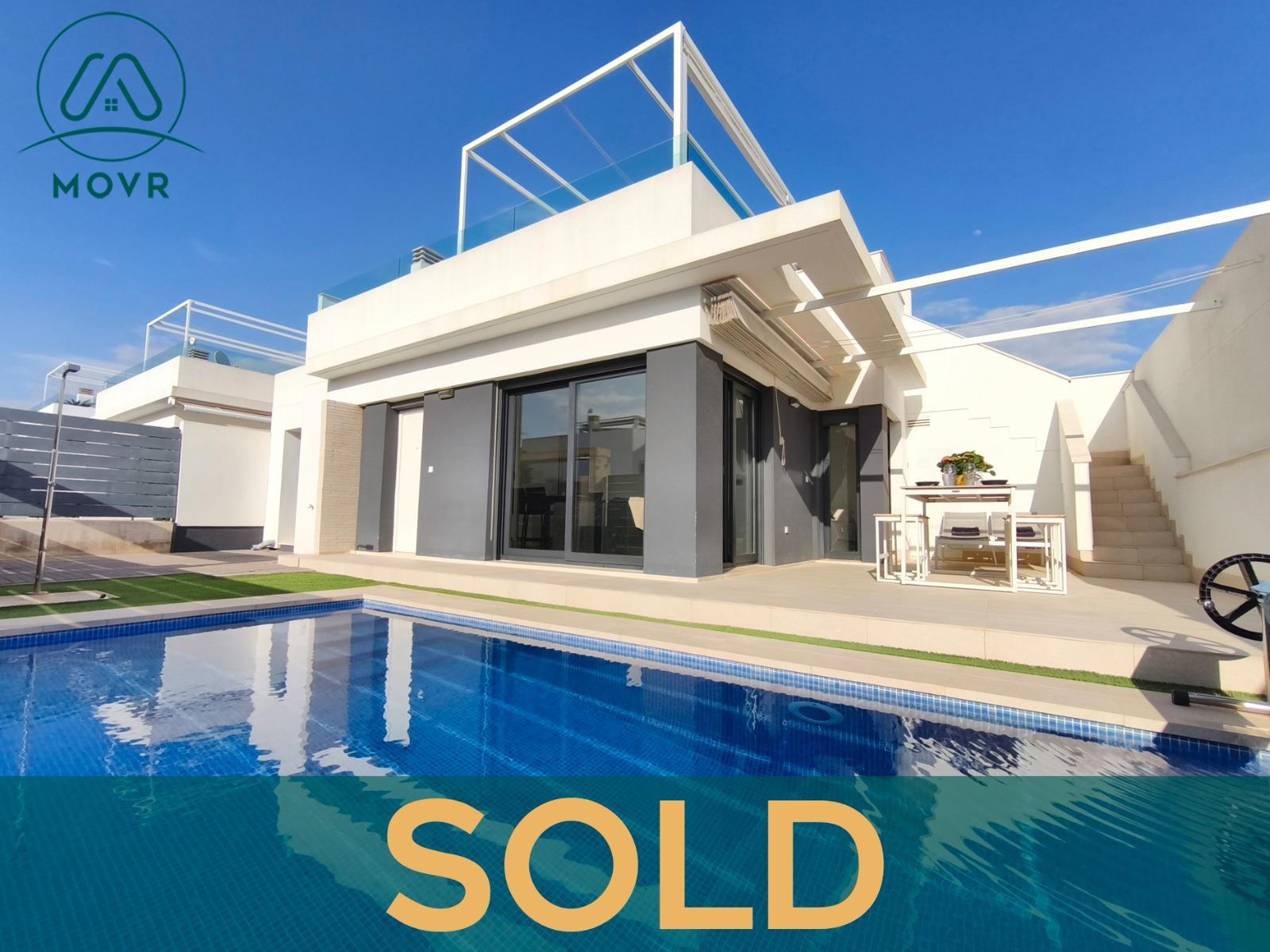 Modern villa with a private pool and rooftop solarium previously sold by MOVR in Orihuela Costa